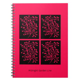 Midnight Garden Line Raspberry Bloom Notebook