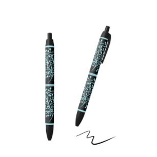 Midnight Garden Line Turquoise Mist Black Ink Pen