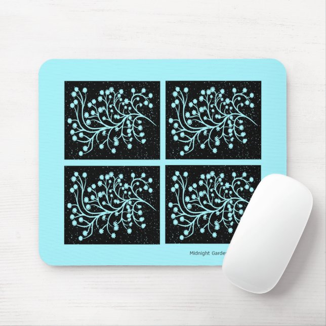 Midnight Garden Line Turquoise Mist Mouse Pad (With Mouse)