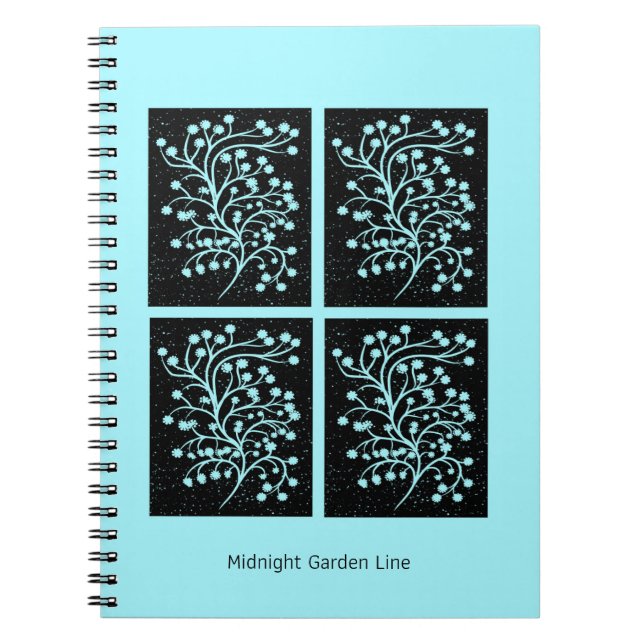 Midnight Garden Line Turquoise Mist Notebook (Front)