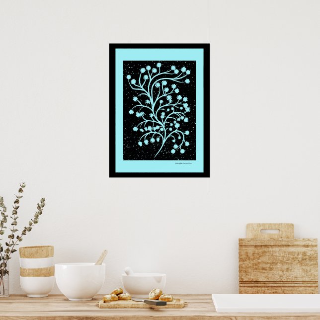 Midnight Garden Line Turquoise Mist    Poster (Kitchen)