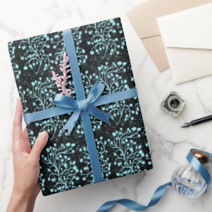 Midnight Garden Line Turquoise Mist Wrapping Paper