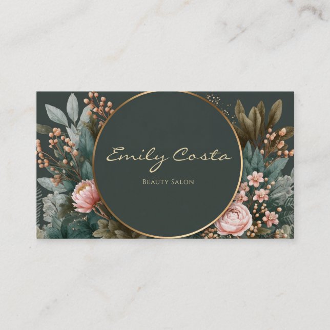 Midnight Garden Moody Floral Business Card (Front)