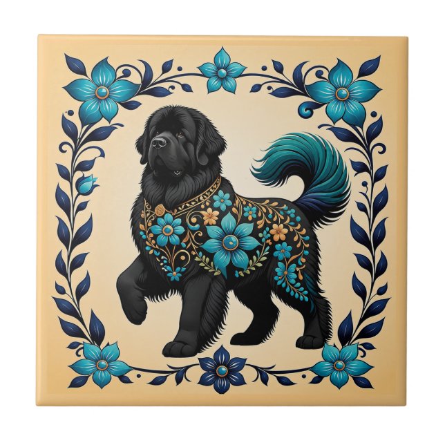 Midnight Garden Newfie Tile (Front)