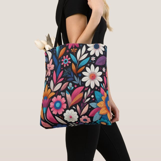 MIdnight Garden Shoulder Tote and Crossbody (Close Up)