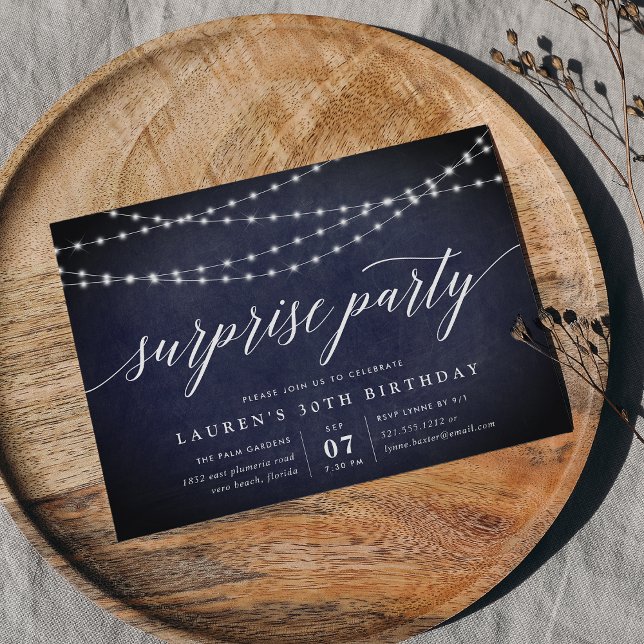 Midnight Garland Surprise Party Invitation (Creator Uploaded)