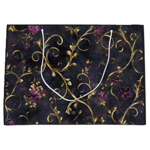 Midnight Gilded Floral Boutique Gift Bag