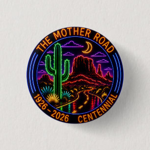 Midnight Glow 100 Year Anniversary route 66 3 Cm Round Badge