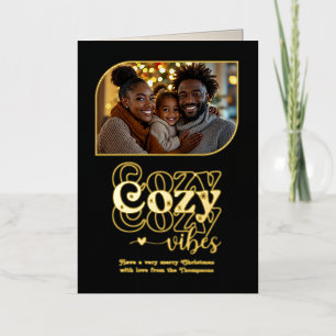 Midnight Glow Cozy Vibes Christmas Photo Foil Holiday Card