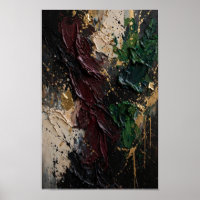 Midnight Gold Burgundy Abstract Art Print