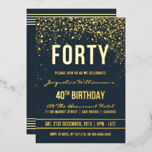Midnight   Gold Confetti 40th Birthday Party