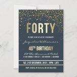 Midnight | Gold Confetti 40th Birthday Party Magnetic Invitation<br><div class="desc">Midnight | Gold Confetti 40th Birthday Party Magnetic Invitations. This formal, elegant, trendy, modern fortieth birthday party invitation is suitable for men or women. It comprises golden clean lines, stylish upper case gothic script, and sophisticated faux gold foil text on a midnight blue background with showers of sparkling, shimmering gold...</div>