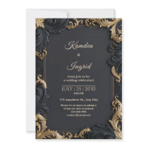 Midnight Gold Filigree Border Wedding