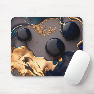 Midnight Gold Liquid Marble Mouse Pad