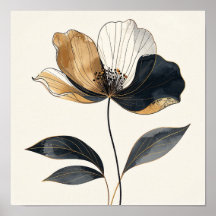 Midnight & Gold Majesty: Elegant Minimalist Botani