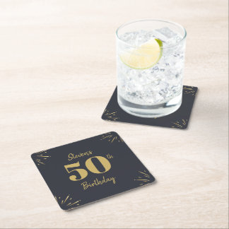 Midnight Gold Milestone Square Paper Coaster