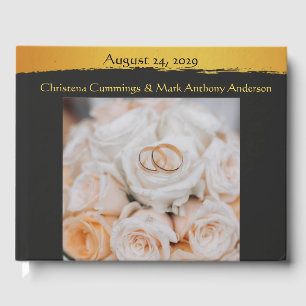 Midnight Gold Photograph Wedding Guest Book