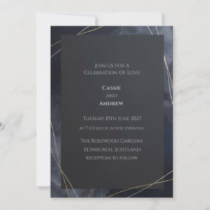Midnight Gold Star Constellation Wedding Invitation