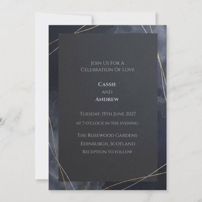 Midnight Gold Star Constellation Wedding Invitation (Front)