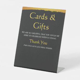 Midnight Gold Wedding Cards & Gifts Pedestal Sign