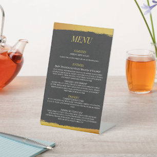 Midnight Gold Wedding Menu Pedestal Sign