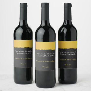 Midnight Gold Wedding Wine Label