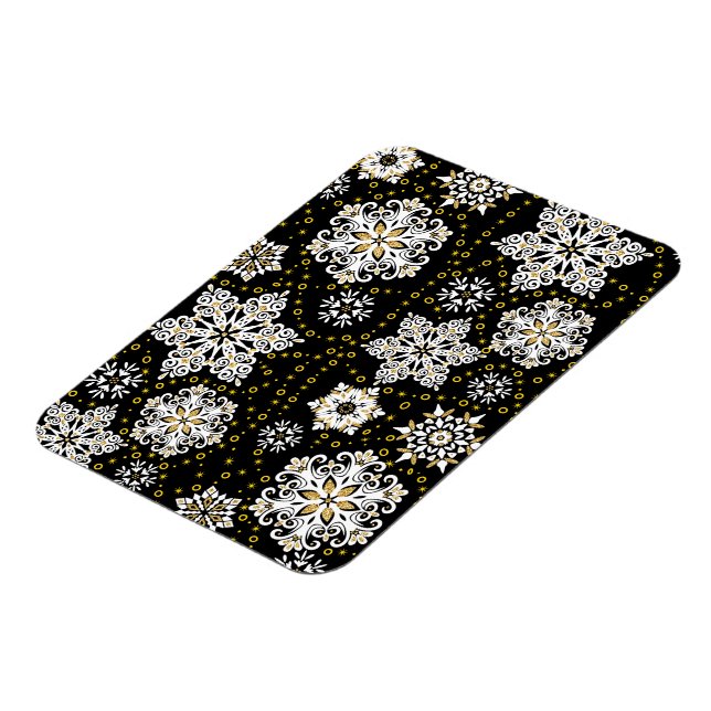 Midnight Golden Snowflakes Glam Magnet (Left Side)