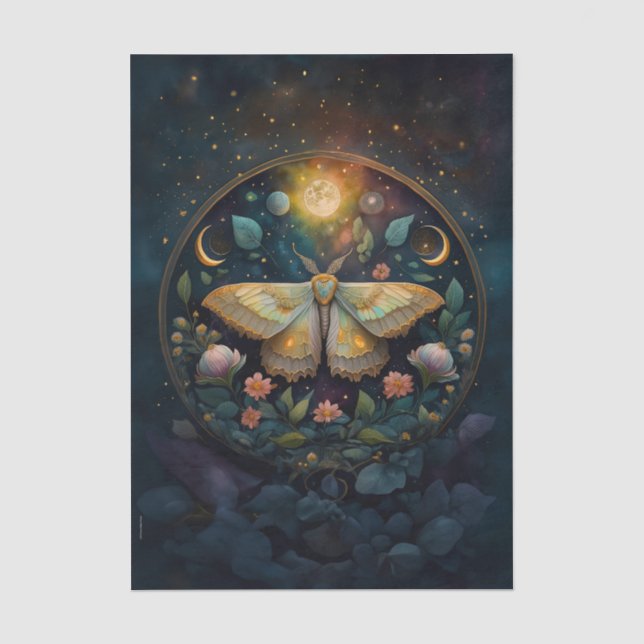 Midnight Gossamer Wings, Moth & Moon Tissue Paper (Front)