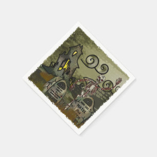 Midnight Graveyard Whimsical HALLOWEEN PARTY Napkin