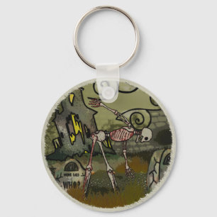 Midnight Graveyard Whimsical Key Ring