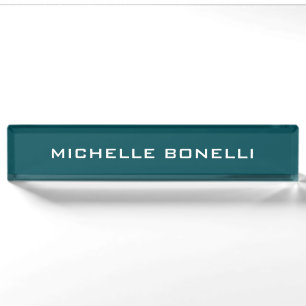 Midnight Green Minimalist Plain Legible Modern Nameplate