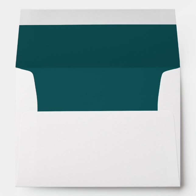 Midnight Green Return Address Serif Lined Envelope (Back (Bottom))