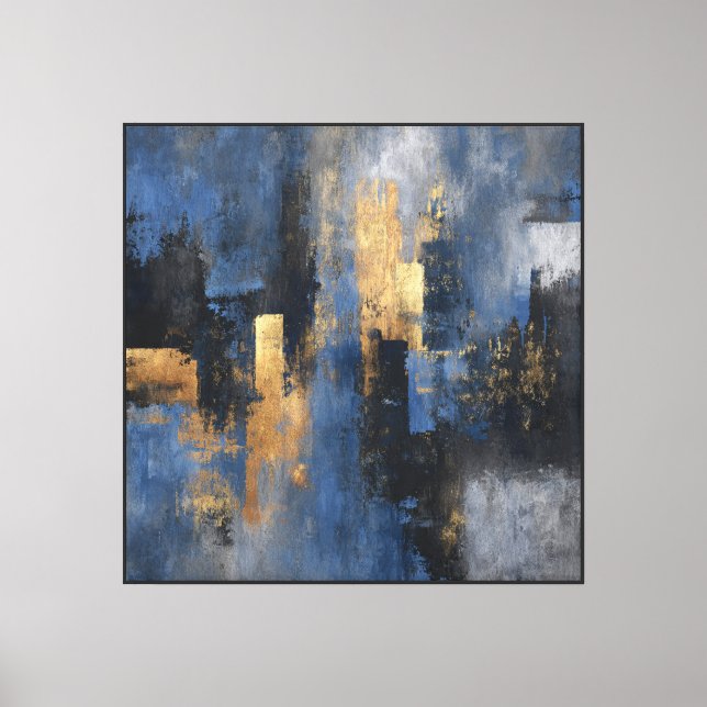 Midnight Grid – Abstract Cityscape Wall Art (Front)