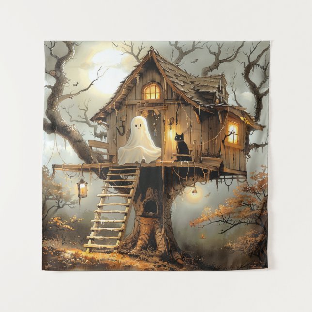  Midnight Guests at the Lantern Tree Tapestry (Front)