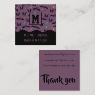 MIDNIGHT HALLOWEEN BATS SQUARE BUSINESS CARD