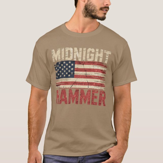 Midnight Hammer B-2 Stealth Jet Usa Flag T-Shirt (Front)