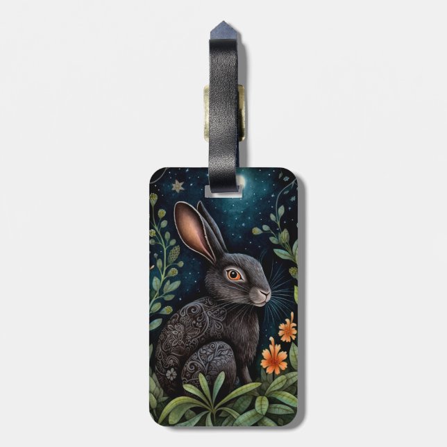 Midnight Hare   Luggage Tag (Back Vertical)