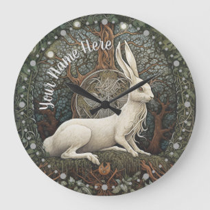 Midnight Hare Nature Boho Large Clock