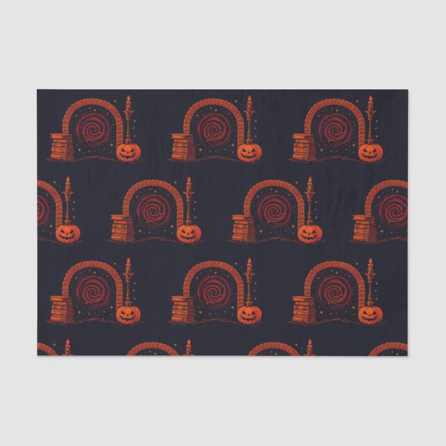Midnight Hearth Mediaeval-Orange and black Tissue Paper (Front)
