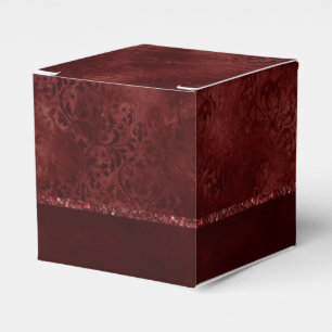 Midnight Henna Romance   Red Satiny Grunge Damask Favour Box