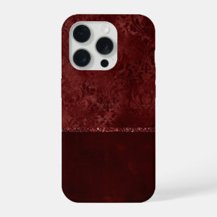 Midnight Henna Romance Red Satiny Grunge Damask iPhone 15 Pro Case