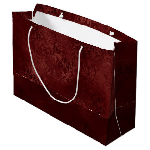 Midnight Henna Romance Red Satiny Grunge Damask Large Gift Bag