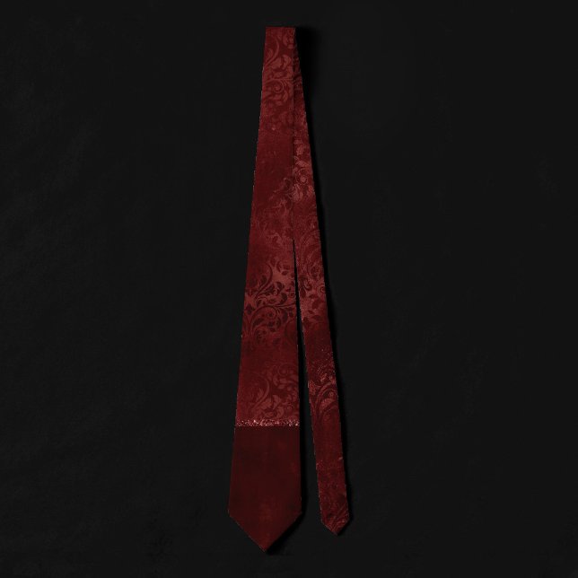 Midnight Henna Romance | Red Satiny Grunge Damask Tie (Creator Uploaded)