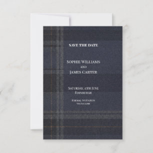 Midnight Highland Tartan Heritage Wedding Save the Date