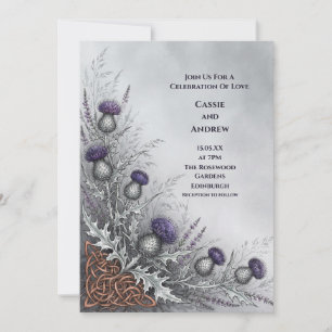 Midnight Highland Thistle & Copper Invitation