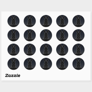 Midnight Hopper: Personalized Rabbit Silhouette  Classic Round Sticker