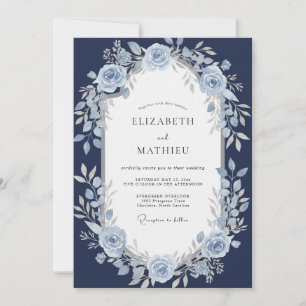 Midnight Ice Rose Wedding Invitation