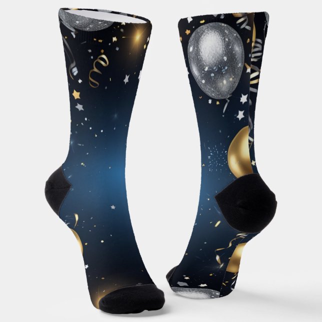 Midnight in Gold and Silver Socks (Angled)