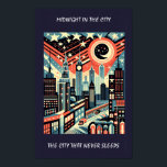 Midnight in the City that never sleeps Art Deco Poster<br><div class="desc">This elegant art deco inspired scene of midnight in the city - the city that never sleeps - would enhance any living space,  cafe,  bistro or office. Editable text.</div>