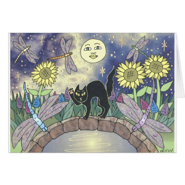 Midnight in the Garden of Dragonflies Card (Front Horizontal)